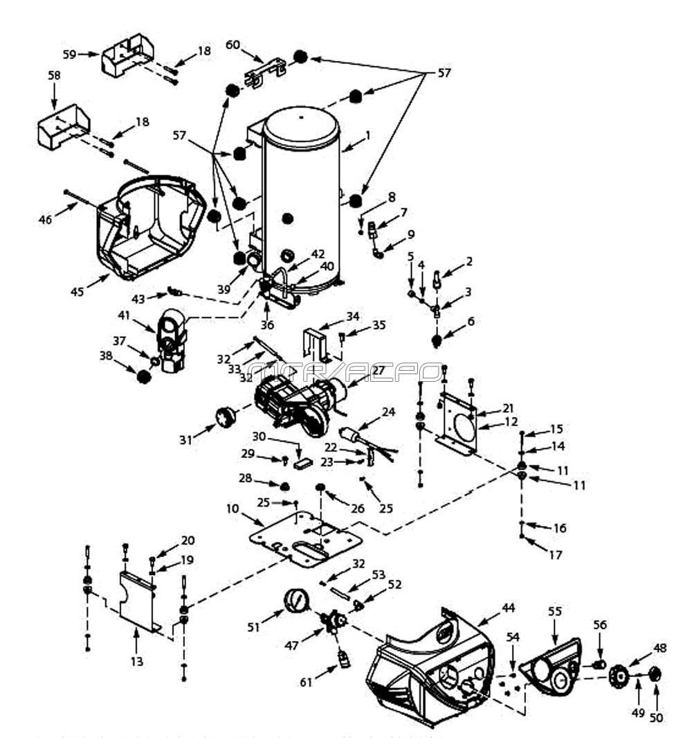 Tank Parts Diagram and Parts List for 131055  Campbell Hausfeld Compressor